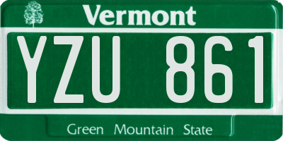 VT license plate YZU861