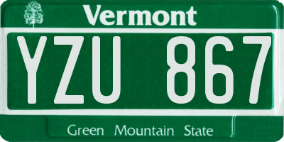 VT license plate YZU867
