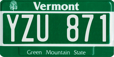 VT license plate YZU871