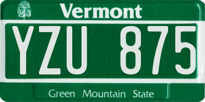 VT license plate YZU875