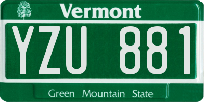 VT license plate YZU881
