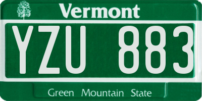 VT license plate YZU883