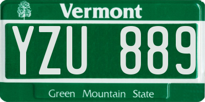 VT license plate YZU889