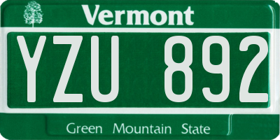 VT license plate YZU892