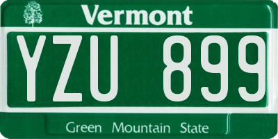 VT license plate YZU899