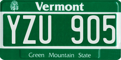 VT license plate YZU905