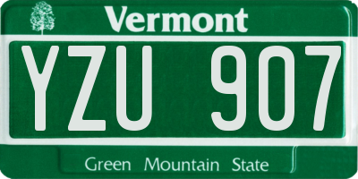 VT license plate YZU907