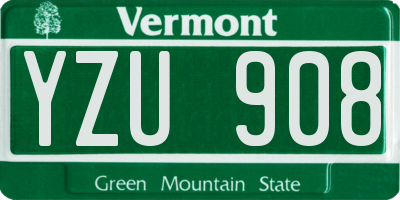 VT license plate YZU908