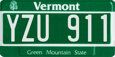 VT license plate YZU911