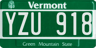 VT license plate YZU918
