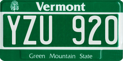 VT license plate YZU920