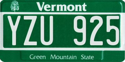VT license plate YZU925