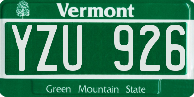 VT license plate YZU926