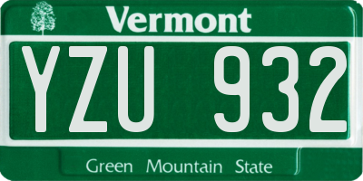 VT license plate YZU932