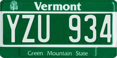 VT license plate YZU934