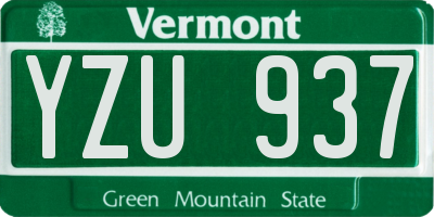 VT license plate YZU937