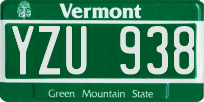 VT license plate YZU938
