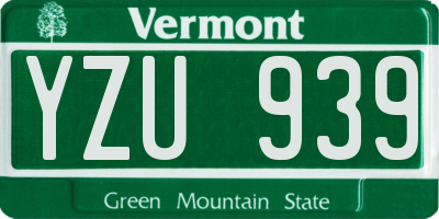 VT license plate YZU939