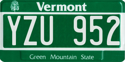 VT license plate YZU952