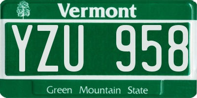 VT license plate YZU958