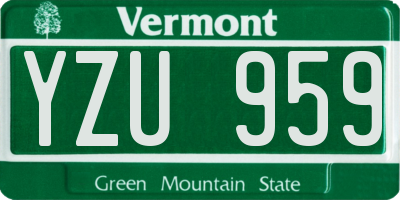 VT license plate YZU959