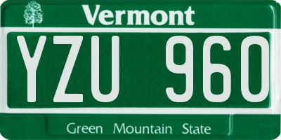 VT license plate YZU960