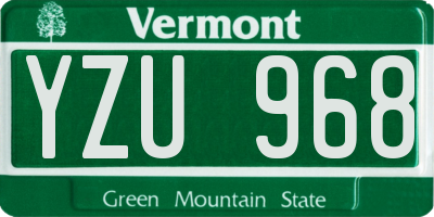 VT license plate YZU968