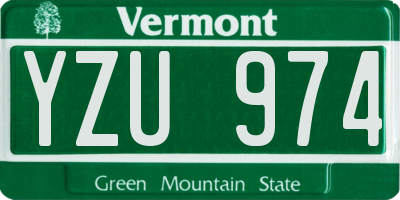 VT license plate YZU974