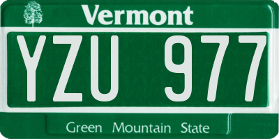 VT license plate YZU977