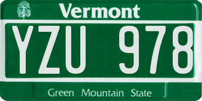 VT license plate YZU978