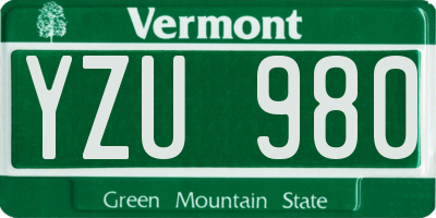 VT license plate YZU980