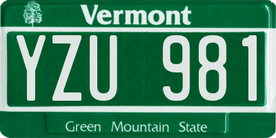 VT license plate YZU981