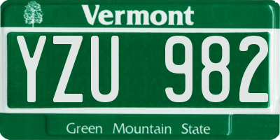 VT license plate YZU982