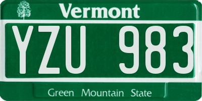 VT license plate YZU983