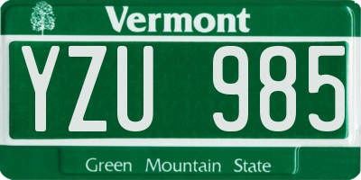 VT license plate YZU985
