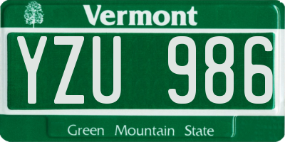 VT license plate YZU986