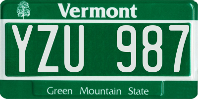 VT license plate YZU987