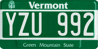 VT license plate YZU992