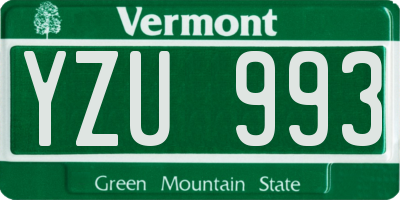 VT license plate YZU993