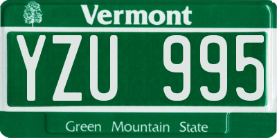 VT license plate YZU995