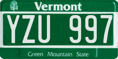 VT license plate YZU997