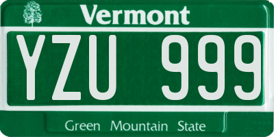 VT license plate YZU999