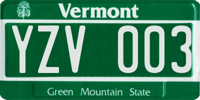 VT license plate YZV003