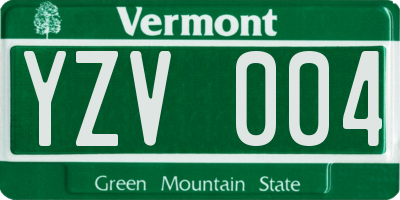 VT license plate YZV004