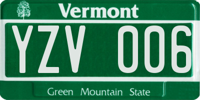 VT license plate YZV006