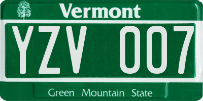 VT license plate YZV007