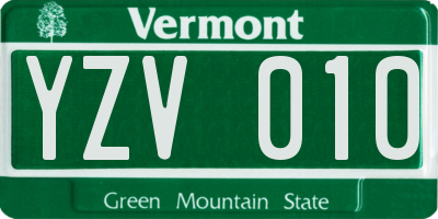 VT license plate YZV010
