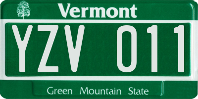 VT license plate YZV011