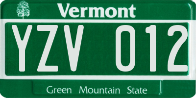 VT license plate YZV012