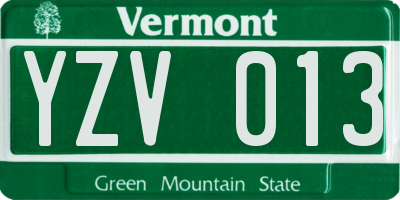 VT license plate YZV013